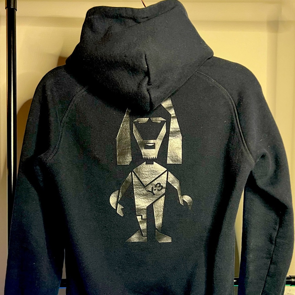 Y-3 Black Hoodie with Silver Graphic